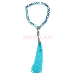 Четки мусульманские 33 бусины (CK-648) синие граненые 25 см - фото 183902