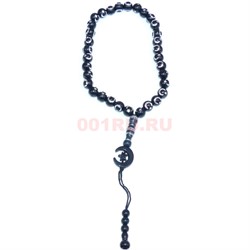 Четки мусульманские (CK-640D) 33 бусины черные пластмассовые 32 см 12 шт/упаковка - фото 183988