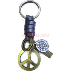 Брелок металл + кожа «peace» - фото 184368