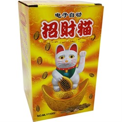 Котик Манэке-неко на слитке на батарейках 14 см (168 шт/кор) - фото 184771
