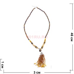 Бусы из тигрового глаза и циркона 46 см - фото 186280