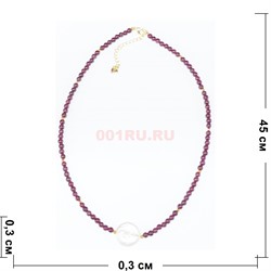 Бусы (размер 0,2x0,2x0,2 см) из граната 45 см - фото 186332