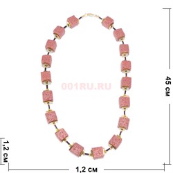 Бусы (размер бусины 1,2x1,2x1,2 см) из розовой вулканической лавы 45 см - фото 186336