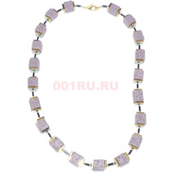Бусы (размер бусины 1,2x1,2x1,2 см) из фиолетовой вулканической лавы 45 см - фото 186337