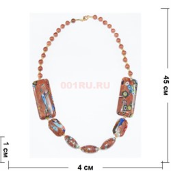 Бусы из коричневого авантюрина и красного стекла - фото 186374