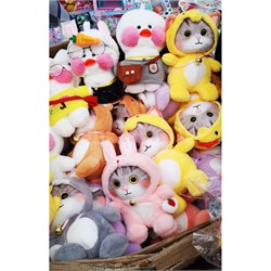 Игрушка мягкая котик с сумочкой 3 цвета - фото 186774