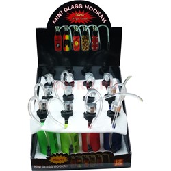 Бонг стеклянный 10 см в резине Mini Glass Hookah 12 шт/упаковка - фото 187132