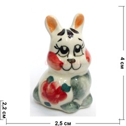 Фигурка из цветной гжели Кролик Малыш 4 см Символ 2023 года - фото 187406