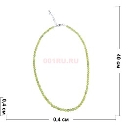 Бусы 45 см из зеленого хризолита (размер бусин 0,4x0,4 см) - фото 187612