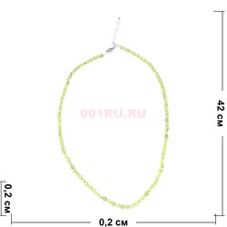 Бусы 45 см из зеленого граната граненые (размер бусины 0,2x0,2 см) - фото 187630