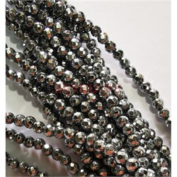 Нитка бусин гематит 4 мм под серебро граненый длина 40 см - фото 189415