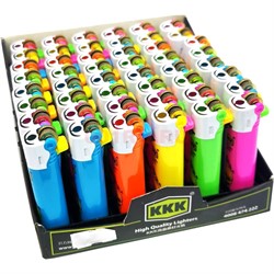 Зажигалка KKK 5 цветов 3KF-017 пластмассовая 50 шт/упаковка - фото 190255