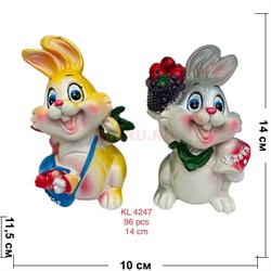 Кролики 13 см с урожаем (KL-4247) из полистоуна символ 2023 года - фото 192735