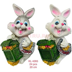 Кролики 20 см с сундуком денег (KL-4265) из полистоуна символ 2023 года - фото 192762