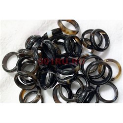 Кольцо из черного полосатого агата (размеры в ассортименте) - фото 193303