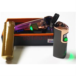 Зажигалка USB (21-13) двойной разряд электроимпульсная 3 цвета - фото 194959