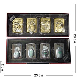 Зажигалка бензиновая Jantai «гранаты и лимонки» 4 шт\бл - фото 195910