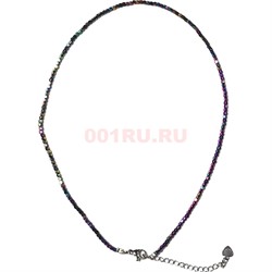 Чокер 2 мм из халькопирита квадратный (цвет бензин) 40 см - фото 196545