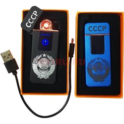 Зажигалка USB сенсорная спиральная СССР герб - фото 198036