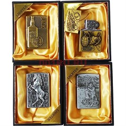 Зажигалка газовая с рисунками под бензиновую в коробочке в ассортименте - фото 202469