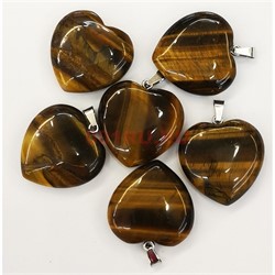 Сердце подвеска 3x3 см из тигрового глаза (цена за 1 шт) - фото 202523