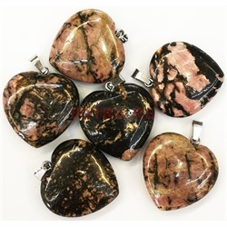 Сердце подвеска 3x3 см из родонита (цена за 1 шт) - фото 202551