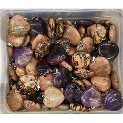 Сердце подвеска 3x3 см из родонита (цена за 1 шт) - фото 202552