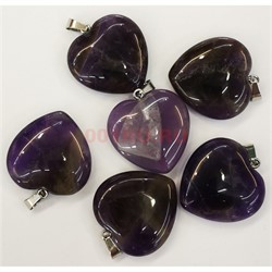 Сердце подвеска 3x3 см из аметиста (цена за 1 шт) - фото 202556