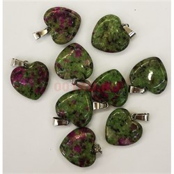 Сердце подвеска 2x2 см из цоизита (цена за 1 шт) - фото 202608