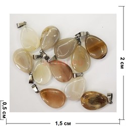 Семечка подвеска 1,5x2,5 см из серого агата (цена за 1 шт) - фото 202671