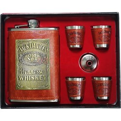 Набор с Флягой 9 унций Jack Daniels + 4 стаканчика (D-1706) - фото 202863