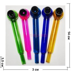 Трубка стеклянная раста color курительная цветная 14 см - фото 203484