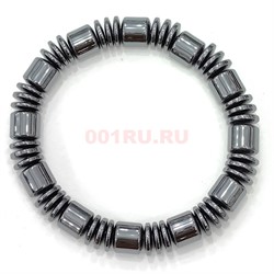 Браслет из гематита (N-105) цилиндр + 3 блинчика 12 шт/упаковка - фото 204134