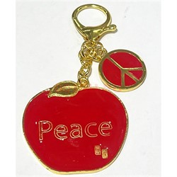 Брелок Феншуй (BR-148) Яблоко Peace двухсторонний металлический - фото 205050