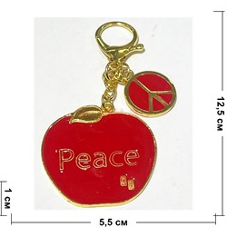 Брелок Феншуй (BR-148) Яблоко Peace двухсторонний металлический - фото 205051