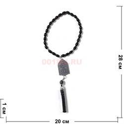 Четки мусульманские (2219-B) овальная бусина из черного агата 12 шт/упаковка - фото 205217