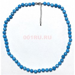Бусы из синей бирюзы 8 мм кубик граненый 45 см - фото 205586