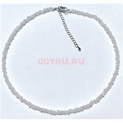 Чокер 38 см сердечки граненые лунный камень матовый - фото 205833