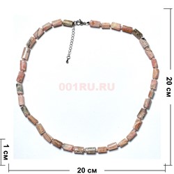 Бусы из родохрозита 45 см граненый цилиндрик - фото 205877