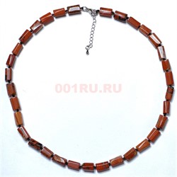 Бусы из красной яшмы 45 см граненый цилиндрик - фото 205884
