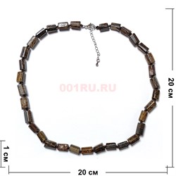 Бусы из бронзита 45 см граненый цилиндрик - фото 205899