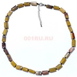Бусы из яшмы 45 см граненый цилиндрик - фото 205902