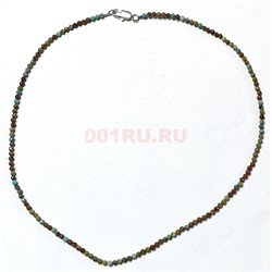 Бусы чокер из хризаколлы 3 мм 45 см шарик граненый - фото 206169