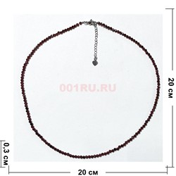 Бусы чокер из светлого граната 3 мм 45 см шарик граненый - фото 206201
