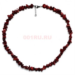 Бусы из красного коралла 45 см каменная крошка - фото 206249