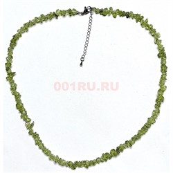 Бусы из хризолита 45 см каменная крошка - фото 206263