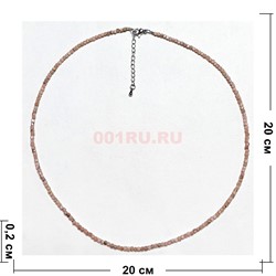 Бусы чокер 45 см 2 мм из родохрозита кубик граненый - фото 206282