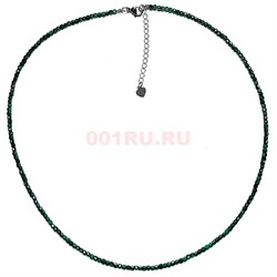 Бусы чокер 2 мм 45 см малахит кубик граненый - фото 206307