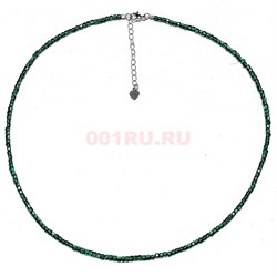 Бусы чокер из хромдиопсида 3 мм 45 см кубик граненый - фото 206325