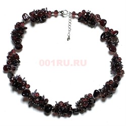 Бусы ежик из граната 45 см + бусины циркона - фото 206353